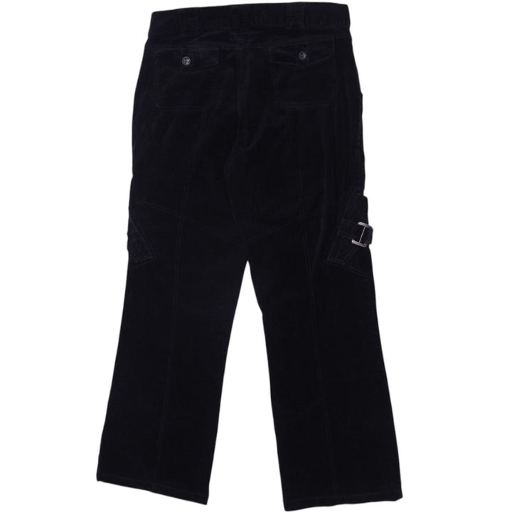 Y2K Mens Corduroy Workwear Black Cargo Pants Size 42 | Migration_Jeans & Pants - Side View | Fashion Rerun
