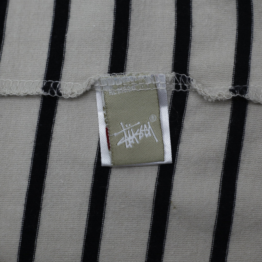 Mens Stussy Striped World Tribe Chest Logo T-Shirt Size S