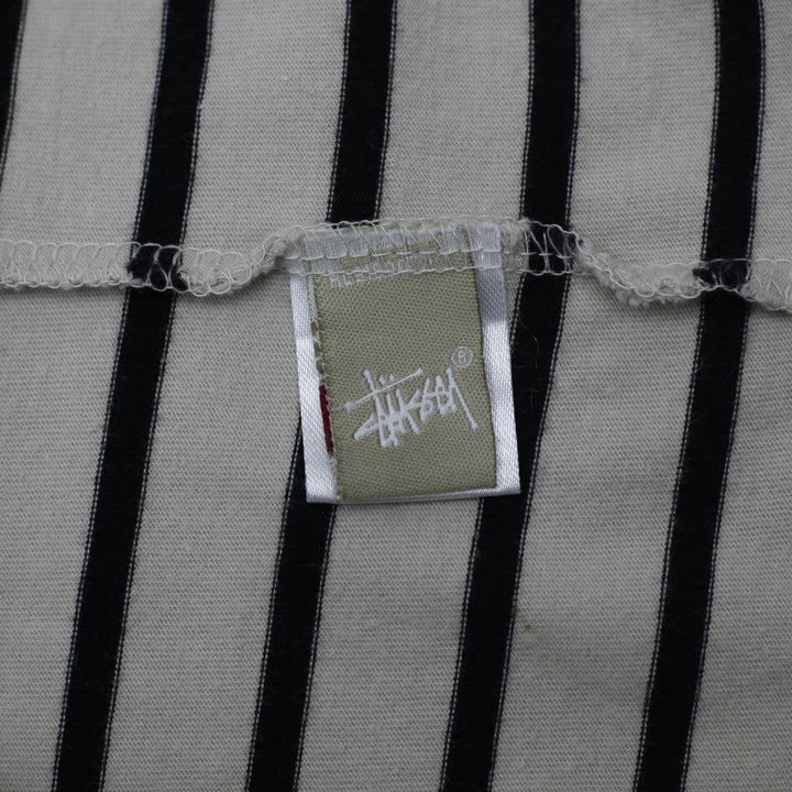 Mens Stussy Striped World Tribe Chest Logo T-Shirt Size S