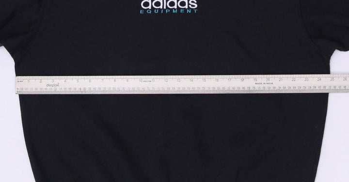 Vintage Adidas Originals EQT Washed Crew Neck Black Sweatshirt Large | Migration_Sweatshirt - Detail View | Fashion Rerun