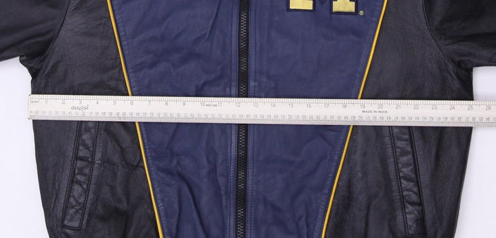 Vintage Pro Player University of Michigan Wolverines Full Zip Leather Jacket L