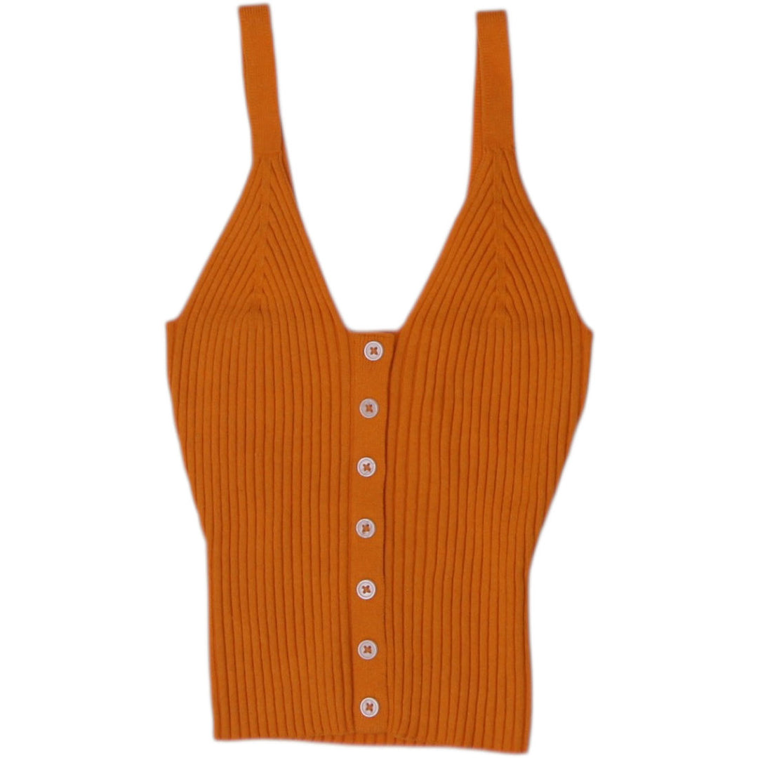 Y2K Ladies Aerie Ribbed Knit Button-Front Tank Top Size XS