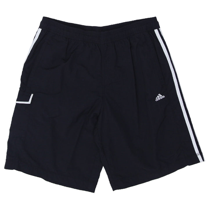 Mens Adidas Embroidered White Stripes Nylon Shorts Black - Fashion Rerun Vintage Migration_Shorts