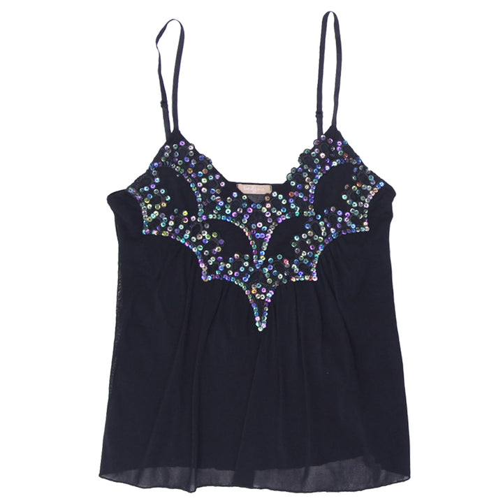 Y2K Ladies Strappy Black Sequin Top