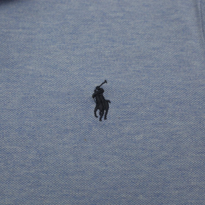 Mens Ralph Lauren Polo Shirt Blue Custom Slim Fit Embroidered Logo Size S