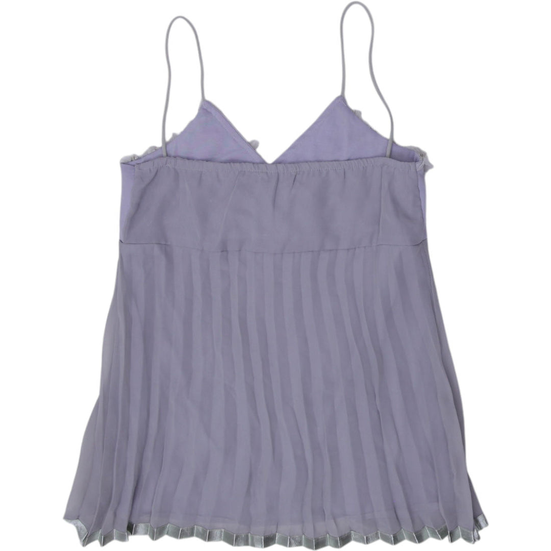 Y2K Ladies Camisole Lavender Lace Pleated V-Neck Top Size 1 | Migration_Tops - Side View | Fashion Rerun