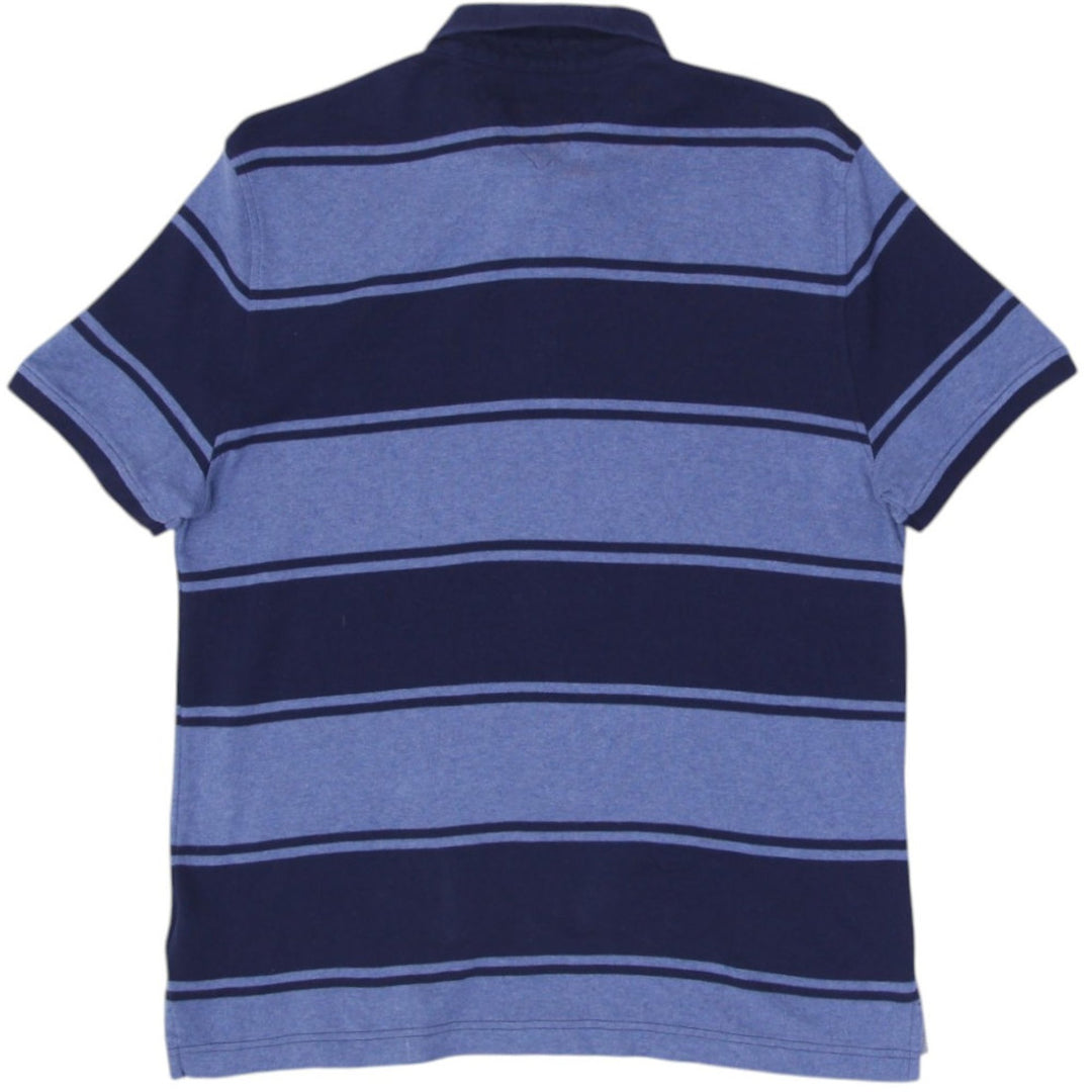 Mens Tommy Hilfiger Polo Navy Blue Striped Short Sleeve Cotton