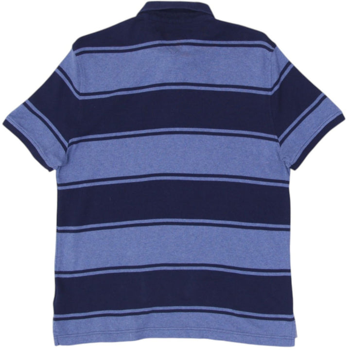 Mens Tommy Hilfiger Polo Navy Blue Striped Short Sleeve Cotton