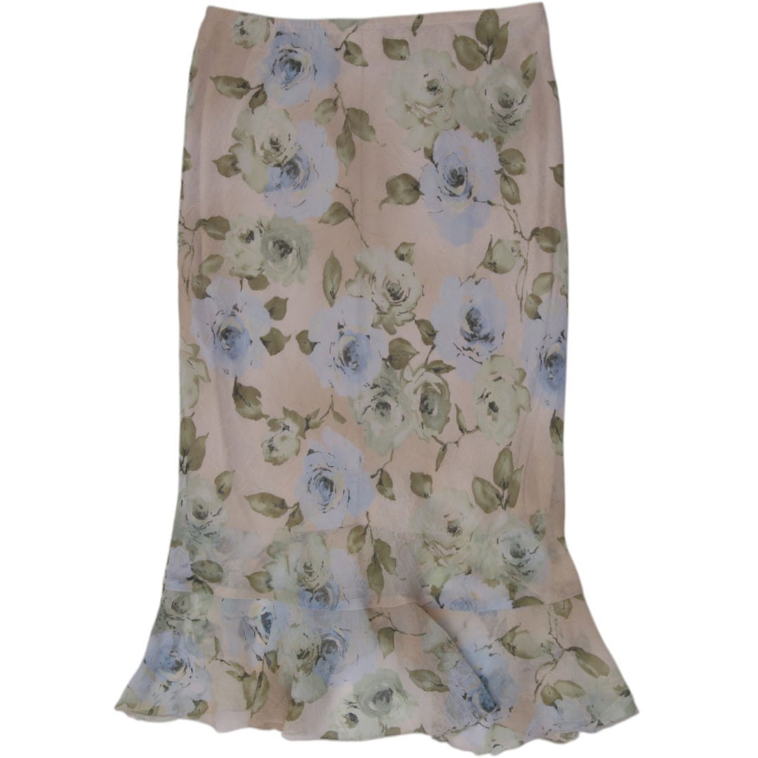 Y2K Ladies Heartsoul Floral Chiffon Midi Skirt Size M