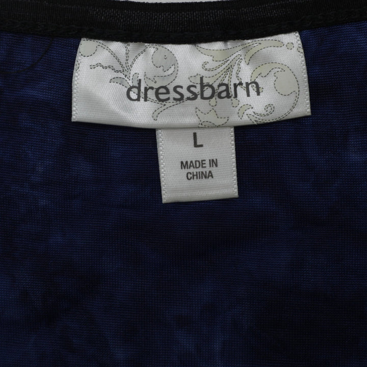 Y2K Ladies Dressbarn Royal Blue Velvet Flock Floral Scoop Neck Top Size L