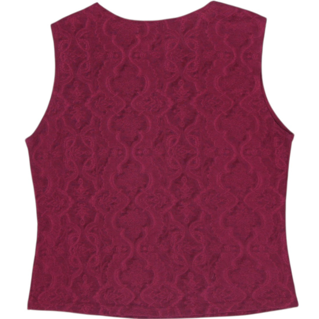 Y2K Ladies Gloria Vanderbilt Burgundy Lace Stretch Sleeveless Shell Top XL