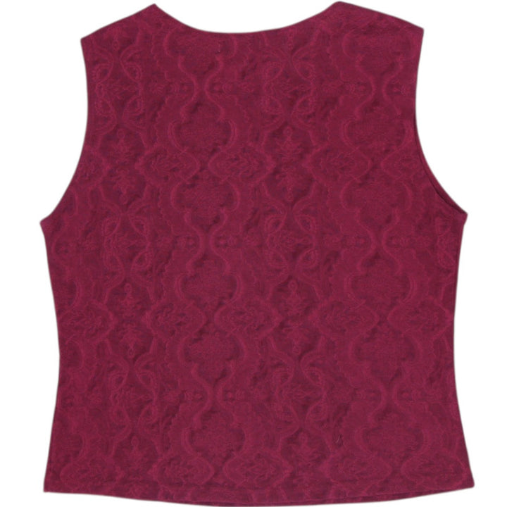 Y2K Ladies Gloria Vanderbilt Burgundy Lace Stretch Sleeveless Shell Top XL