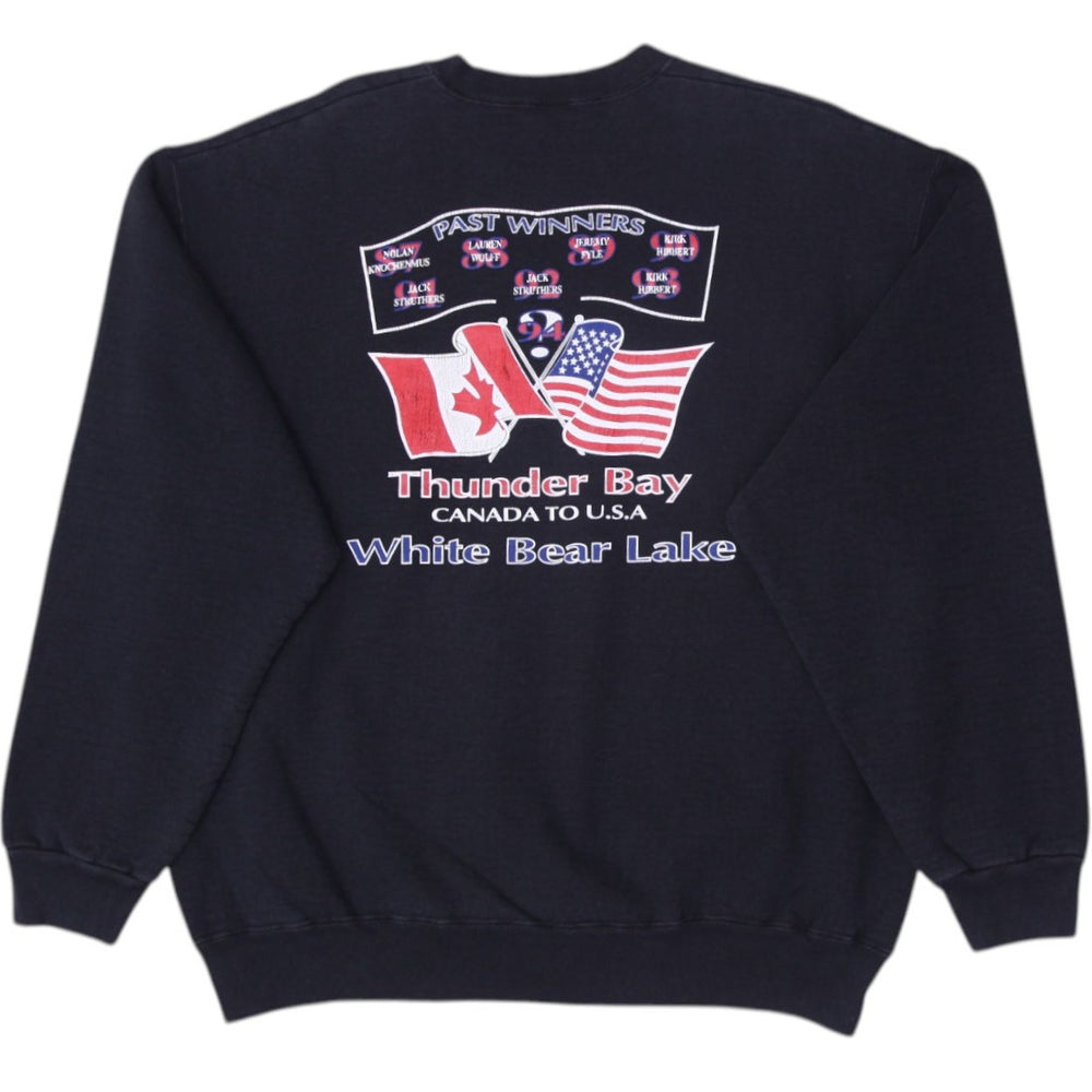 Vintage 1994 Fruit of the Loom Sweatshirt Black Graphic Made in USA Size XL | Migration_Sweatshirts - Side Vi | Fashion Rerun