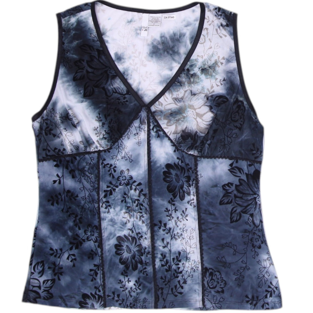 Y2K Ladies Sami + Jo Blouse Floral Tie Dye Empire Waist Size L