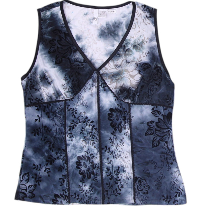 Y2K Ladies Sami + Jo Blouse Floral Tie Dye Empire Waist Size L