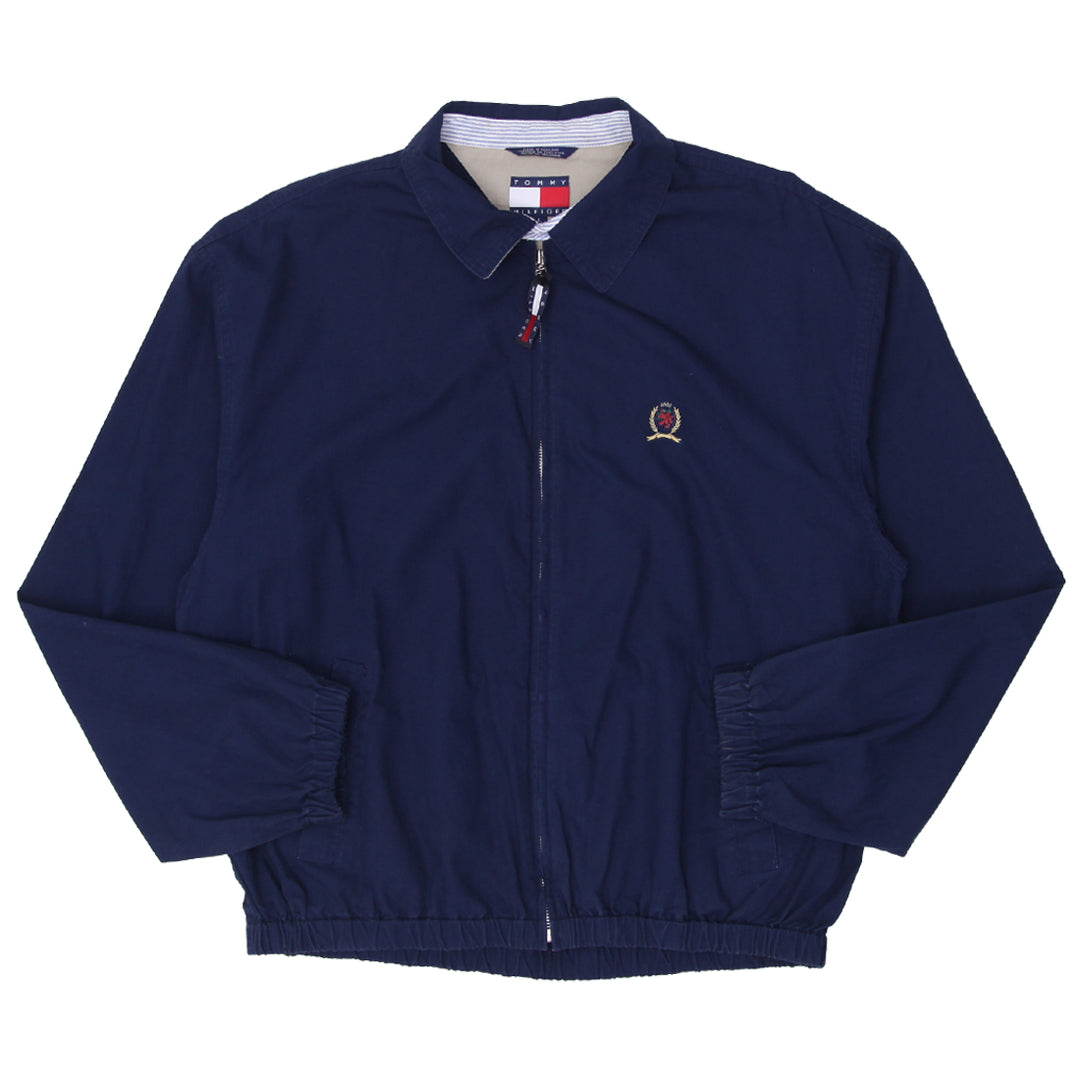 Vintage Tommy Hilfiger Navy Blue Harrington Jacket Crest Logo Size Large - Fashion Rerun Vintage Migration_Jacket