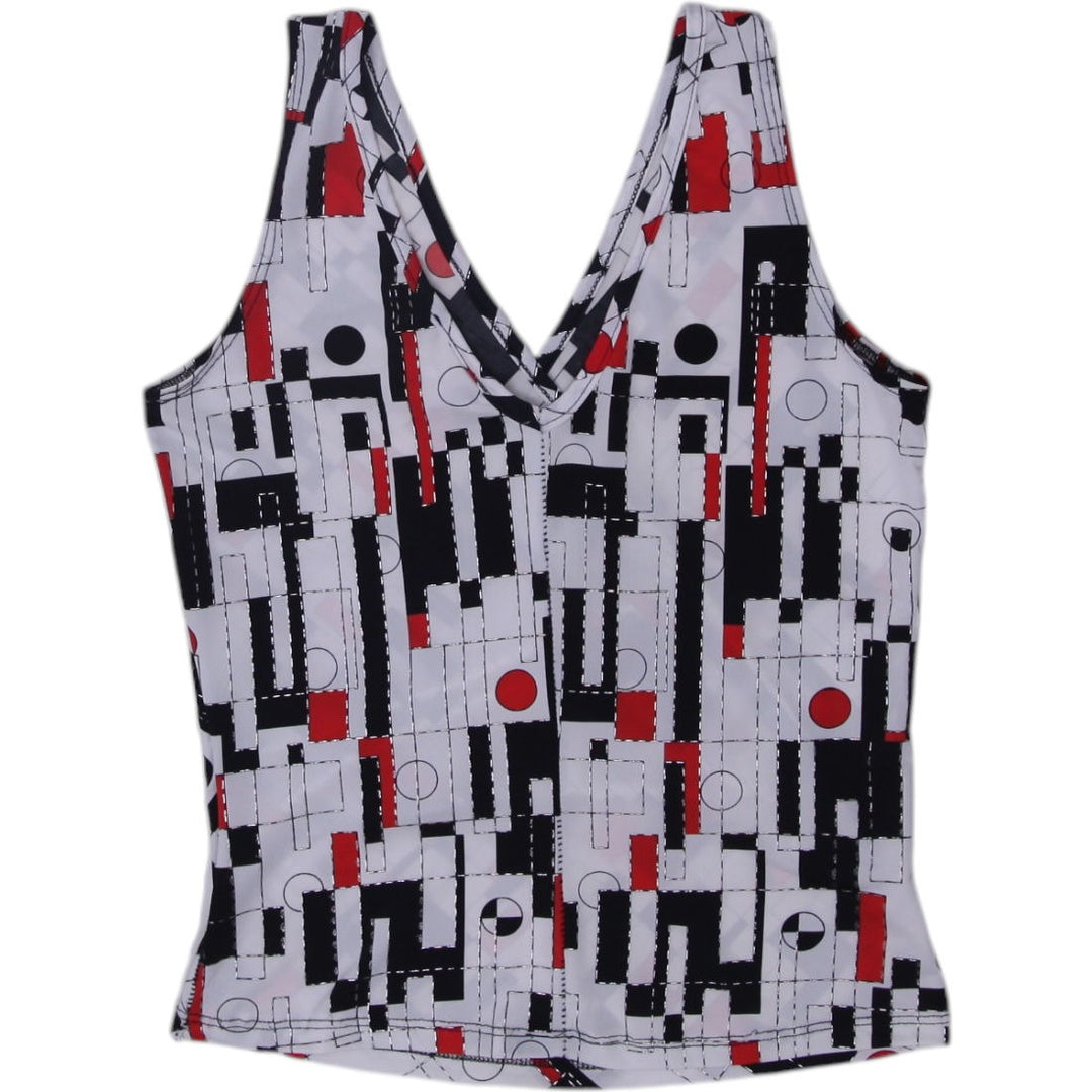 Y2K Ladies Multicolor Abstract Pattern Graphic Tank Top Size L | Migration_Y2K Tops - Side View | Fashion Rerun