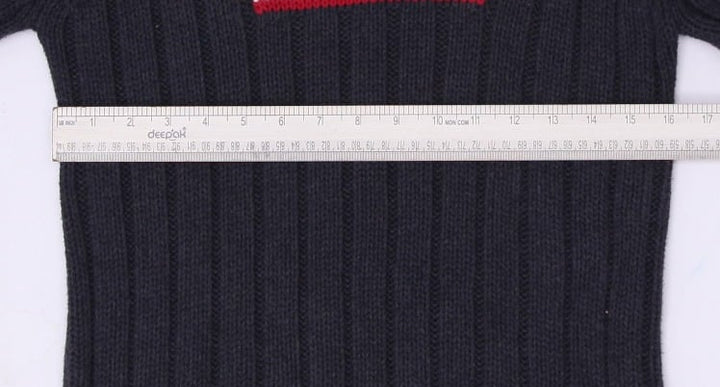 Vintage Ladies Polo Ralph Lauren American Flag Ribbed Knit Gray Sweater L