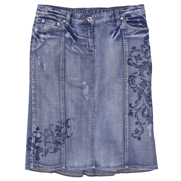 Y2K Ladies Armour Jeans Midi Denim Skirt