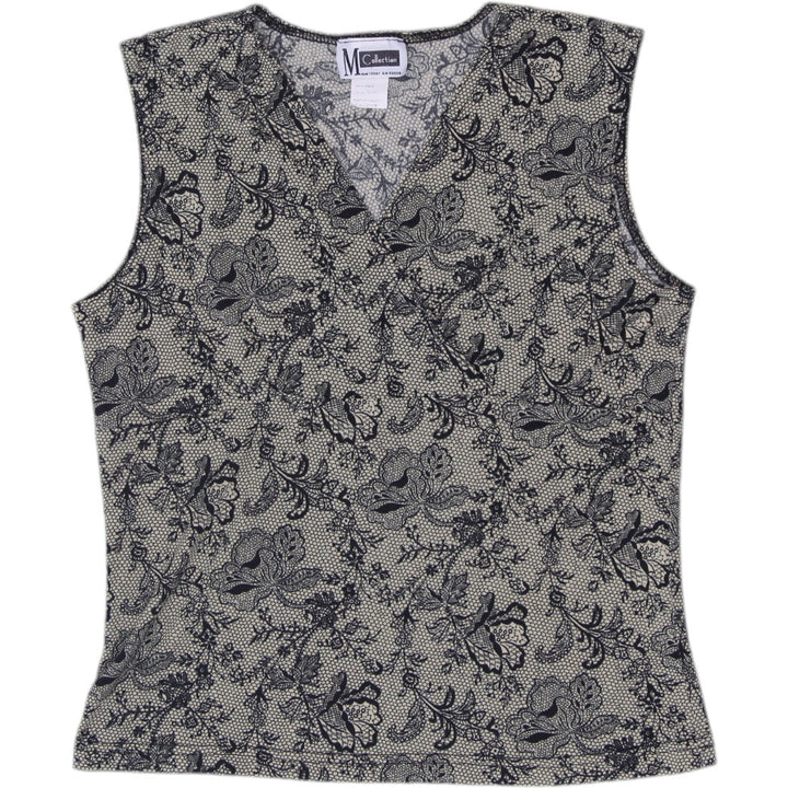 Y2K Ladies M Collection Floral Lace Print V-Neck Tank Top