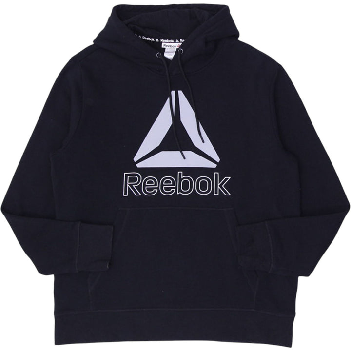 Mens Reebok Hoodie Navy Blue Logo Graphic Pullover Activewear