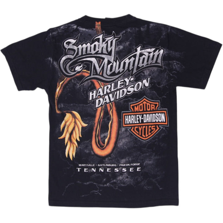 Vintage Harley Davidson T-Shirt Black Dragon Graphic Size S