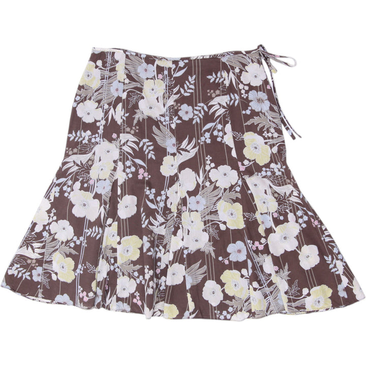 Y2K Ladies Context Floral Print Pleated Midi Skirt Size 8