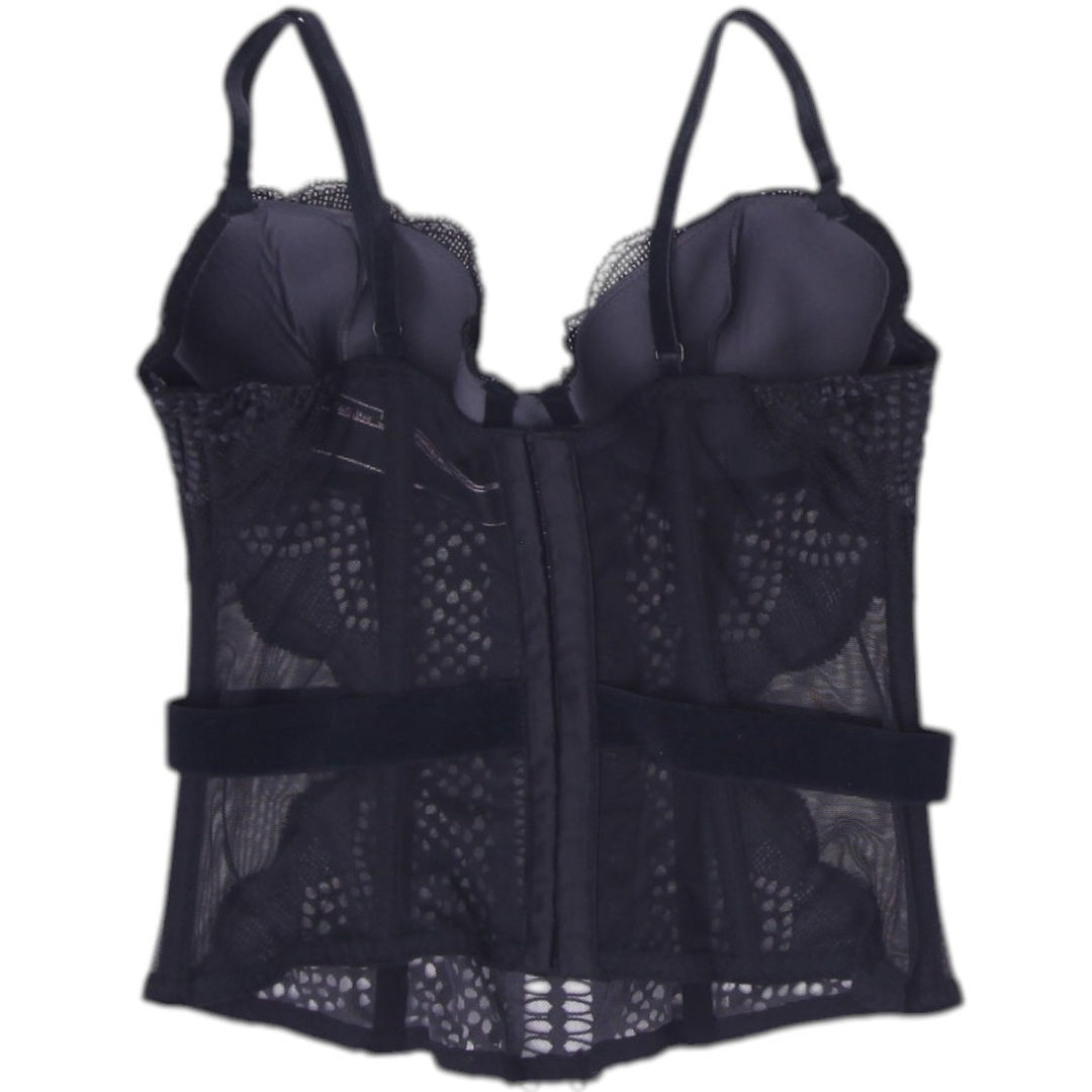 Y2K Ladies Victorias Secret Corset Top Black Lace Mesh