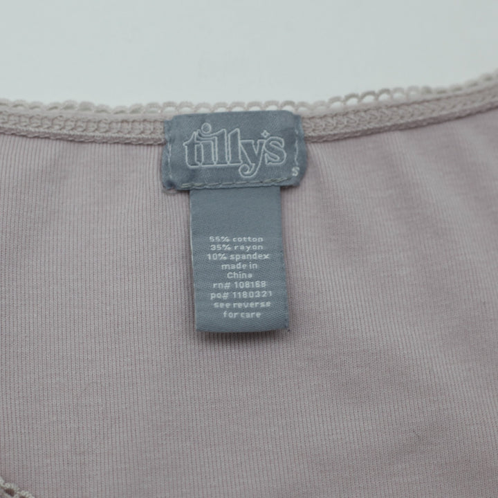 Y2K Ladies Tillys Bow Detail Short Sleeve tee Size S