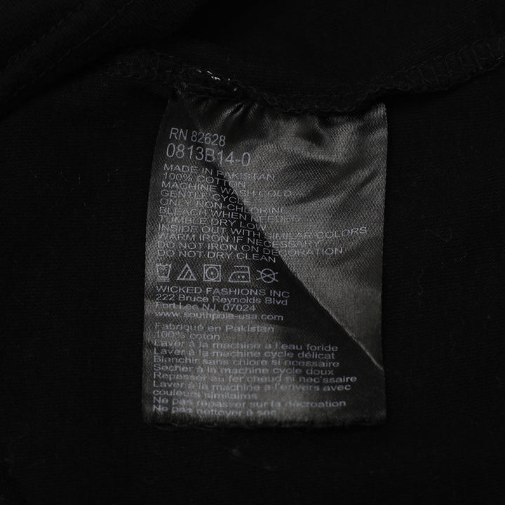Y2K Mens Southpole Graphic T Shirt Black Y2K Grunge Skater All Over Print Size M