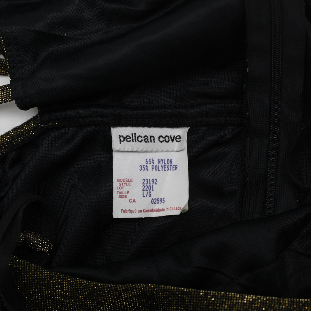 Y2K Ladies Pelican Cove Gold Shimmering Glittery Halter Dress Size L