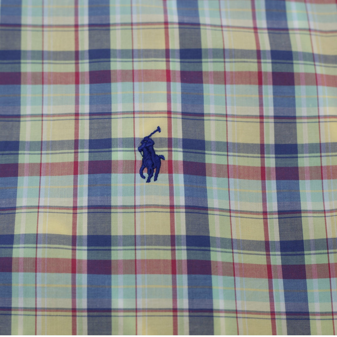 Mens Ralph Lauren Custom Fit Shirt Plaid Multicolor Short Sleeve Size L