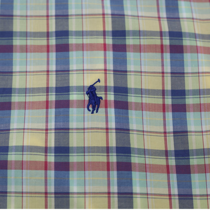 Mens Ralph Lauren Custom Fit Shirt Plaid Multicolor Short Sleeve Size L