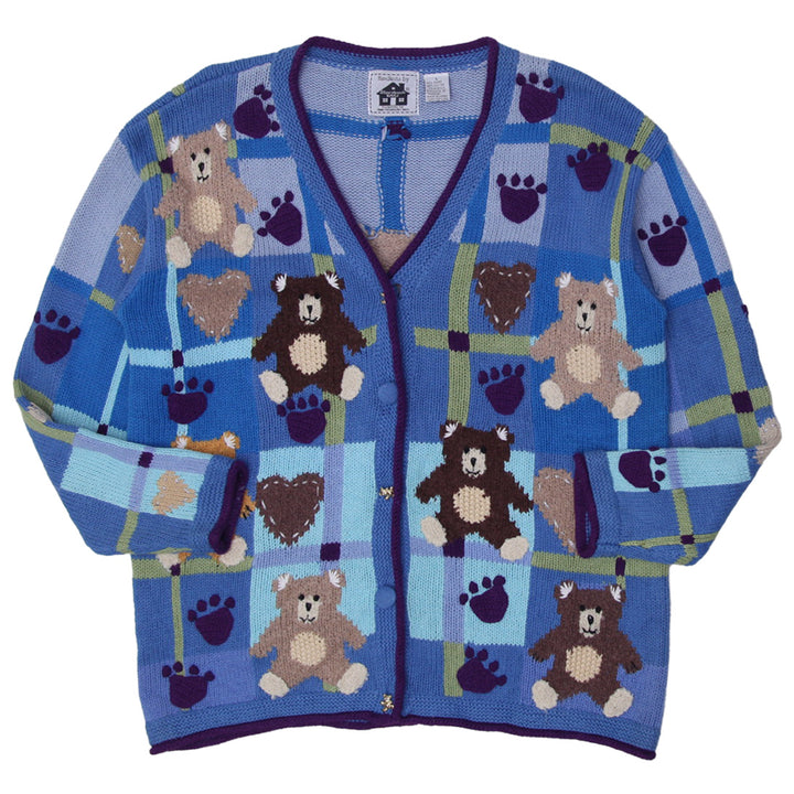 Vintage Storybook Knits My Funny Teddy  Cardigan Sweater