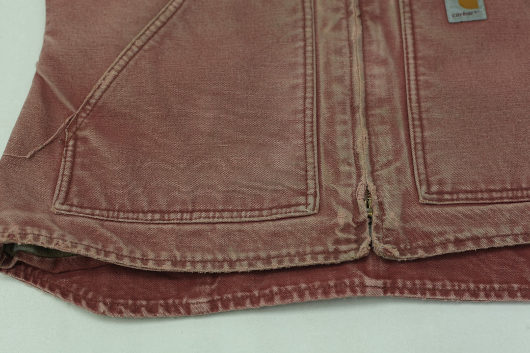 Ladies Carhartt WV001 VRS Faded Pink Fleece Lined Duck Vest