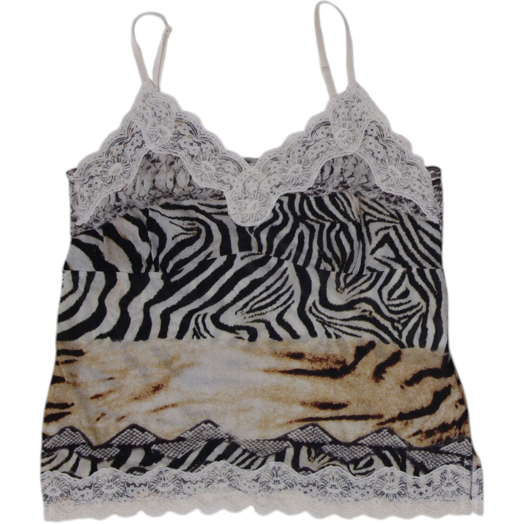Y2K Ladies Oui Moments Mixed Animal Print Lace Cami Top Indie Sleaze