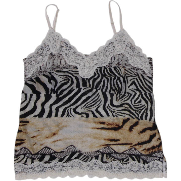 Y2K Ladies Oui Moments Mixed Animal Print Lace Cami Top Indie Sleaze