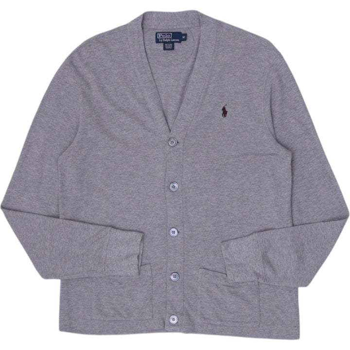 Mens Ralph Lauren Cardigan Gray Long Sleeve Cotton Knitwear