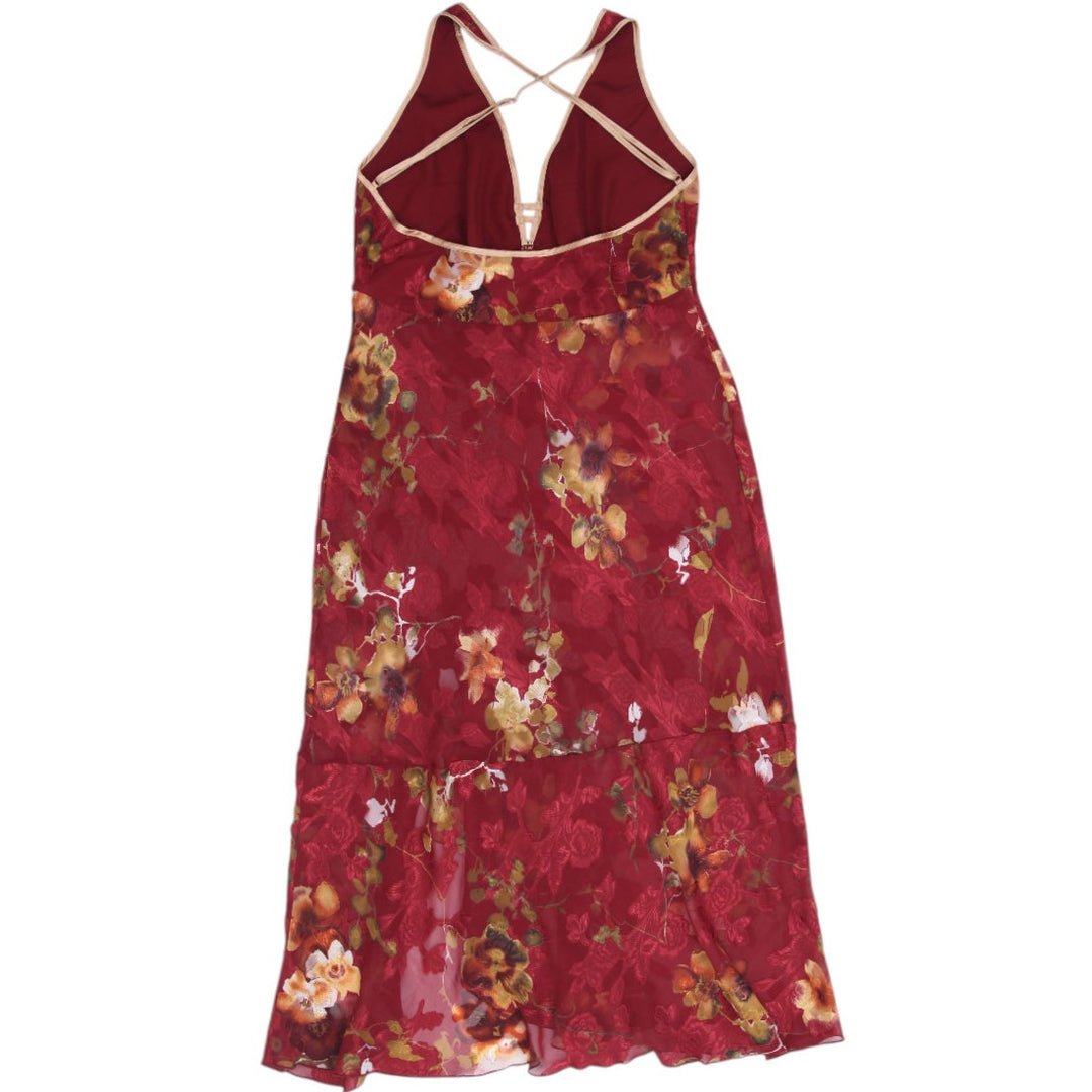 Y2K Ladies Donna Floral Sheer Sleeveless Maxi Dress Size L