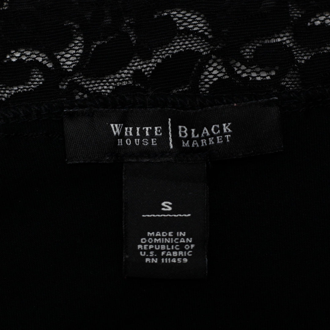 Y2K Ladies White House Black Market Lace Trim Camisole Top Black Size S