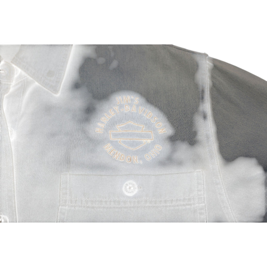 Vintage Ladies Harley Davidson Denim Shirt Light Blue Embroidered Logo