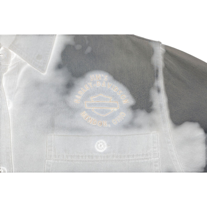 Vintage Ladies Harley Davidson Denim Shirt Light Blue Embroidered Logo