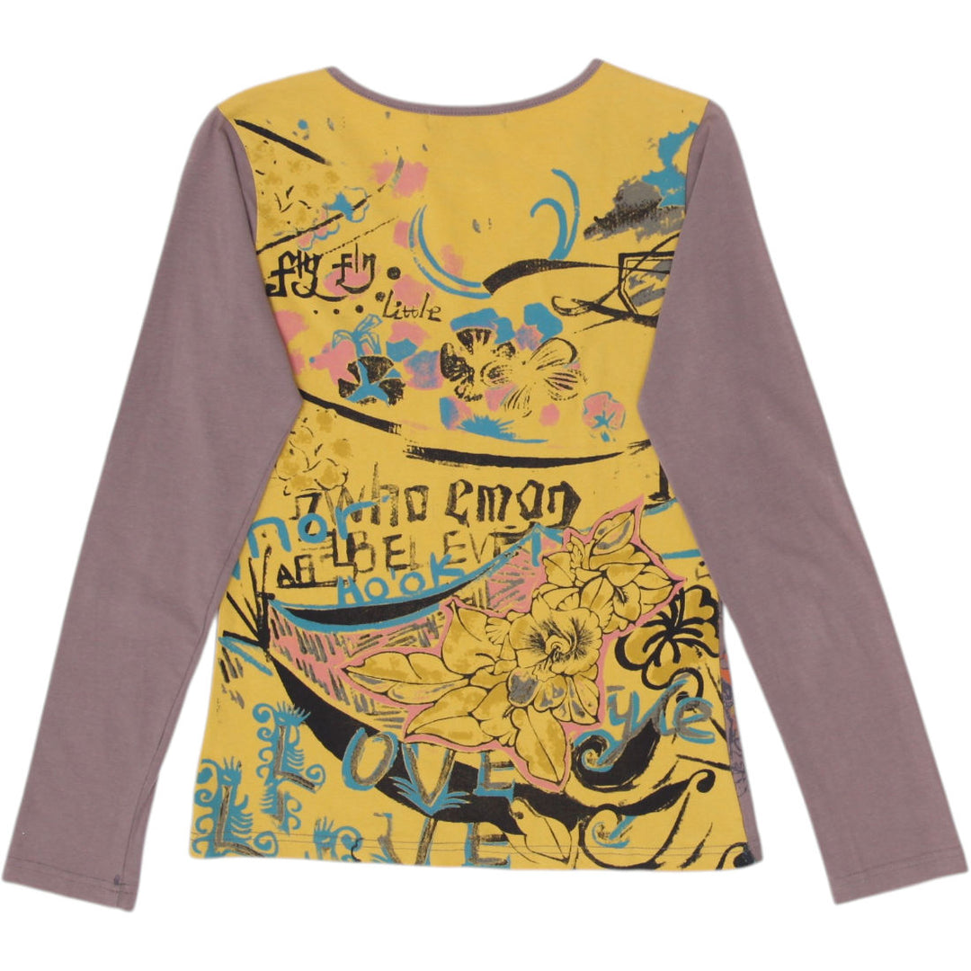 Y2K Ladies Kiss Brown Graphic Long Sleeve To Size 1