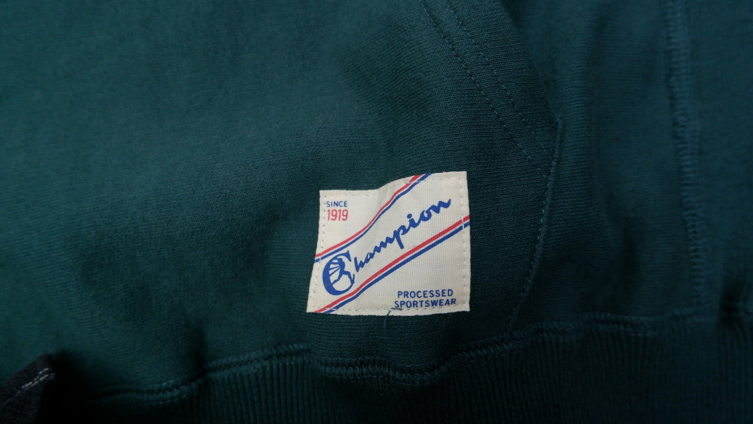 Vintage Mens Champion Todd Snyder Sweatshirt Teal 1/4 Zip Pocketed