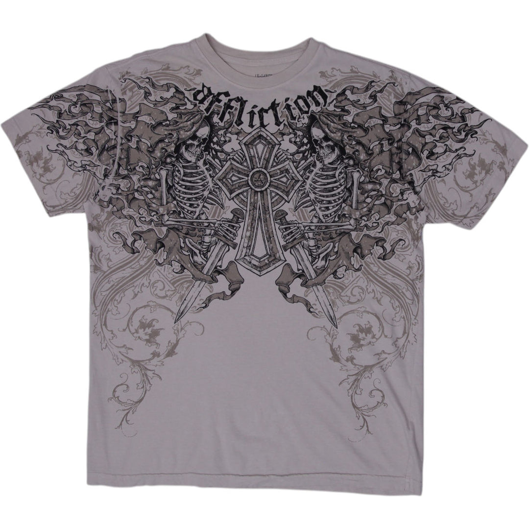 Y2K Mens Affliction Skeleton Pattern Graphic T-Shirt Size XL | Migration_T-Shirts | Fashion Rerun