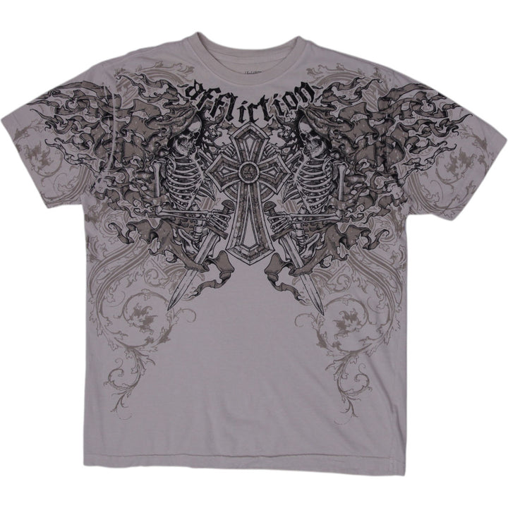 Y2K Mens Affliction Skeleton Pattern Graphic T-Shirt Size XL | Migration_T-Shirts | Fashion Rerun