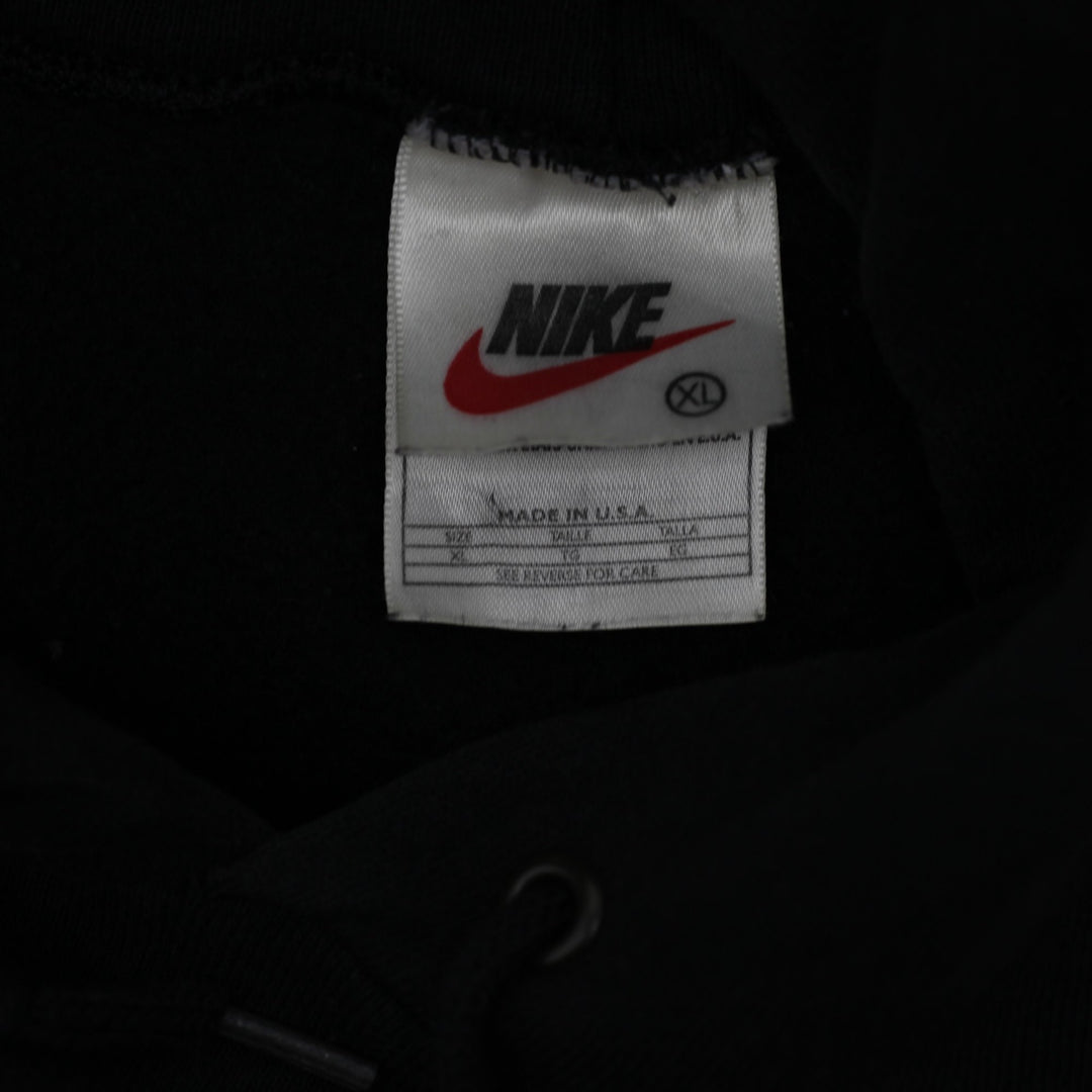 Vintage Embroidered Nike Center Swoosh Black Pullover Hoodie Made In USA XL | Migration_Hoodies - Back View | Fashion Rerun