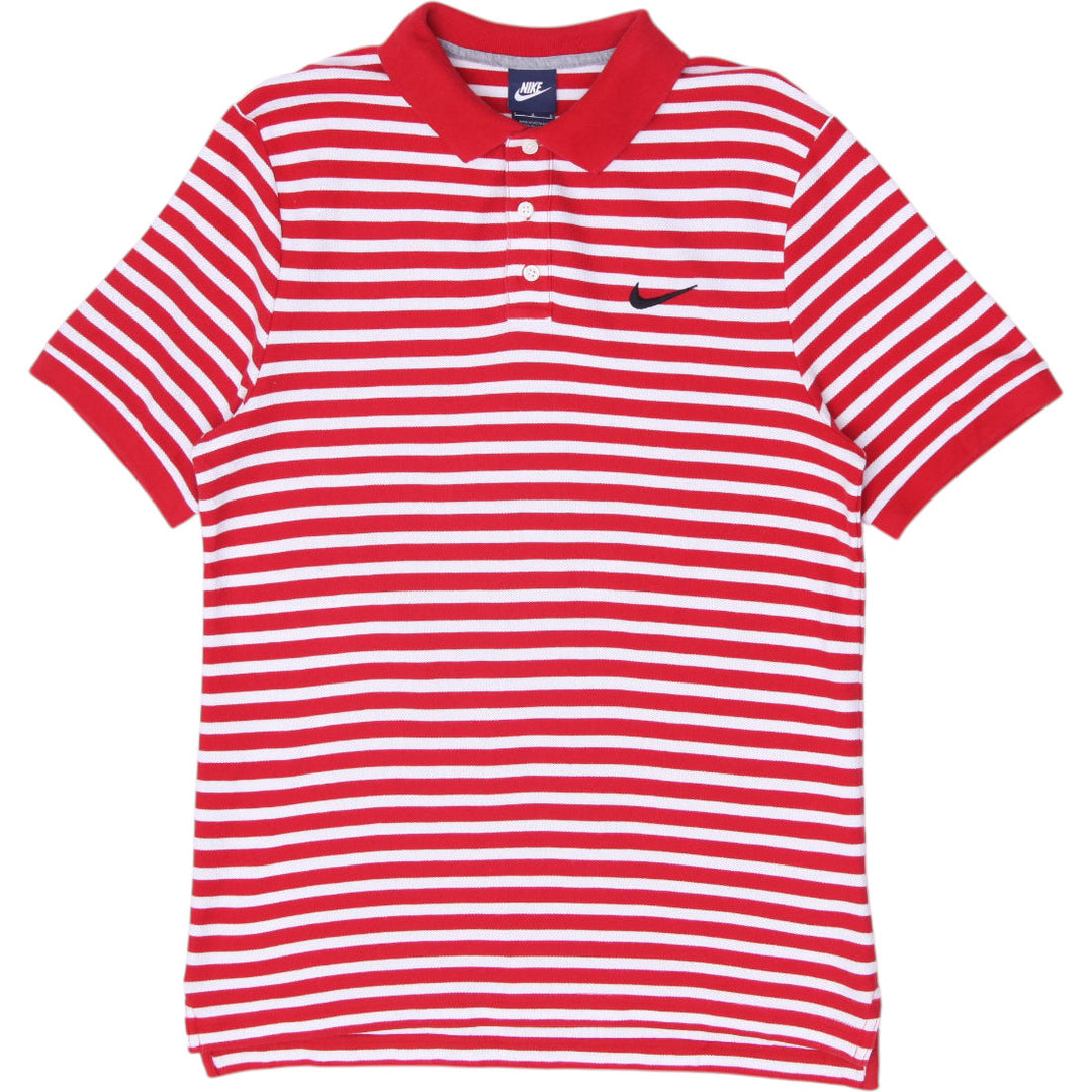Mens Nike Striped Pique Embroidered Swoosh Polo T-Shirt Size L