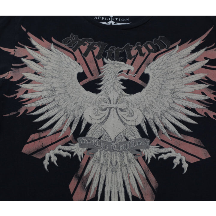 Y2K Mens Affliction Brandon Vera T-Shirt Black Graphic Design