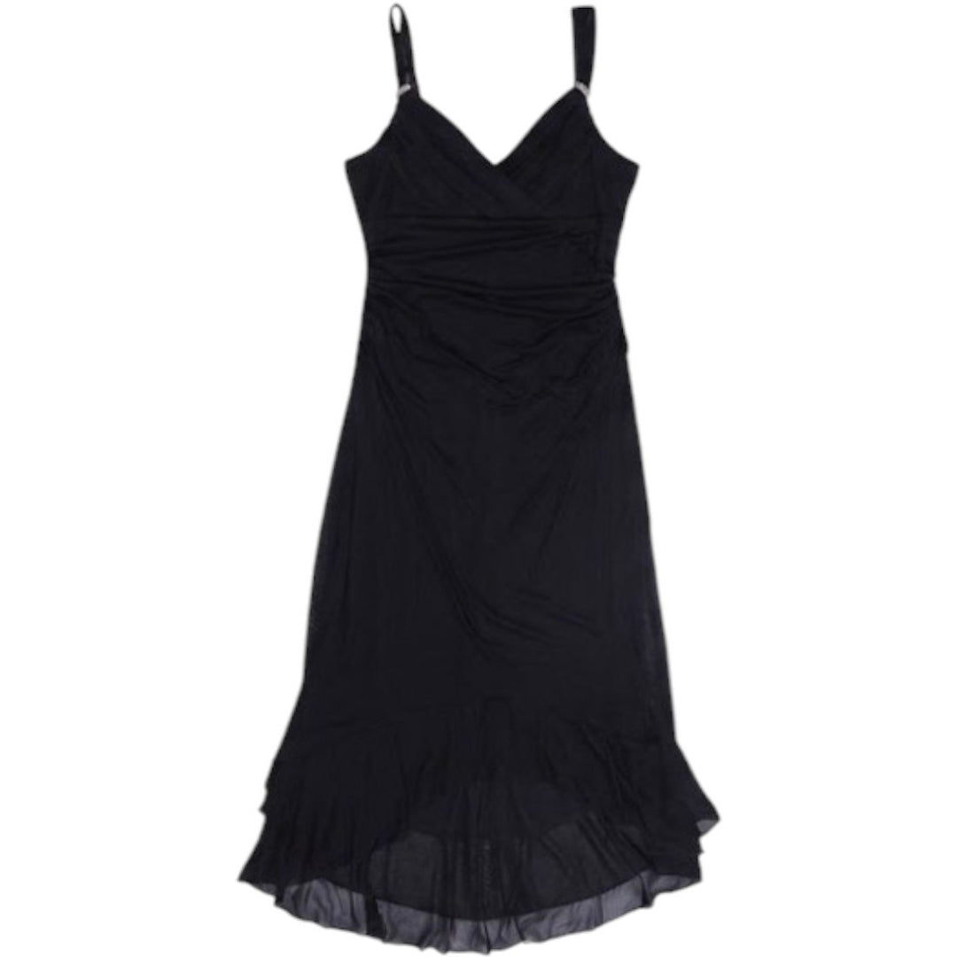 Y2K Ladies Jessica Ruched Rhineston Mesh High Low Evening Dress Size 10